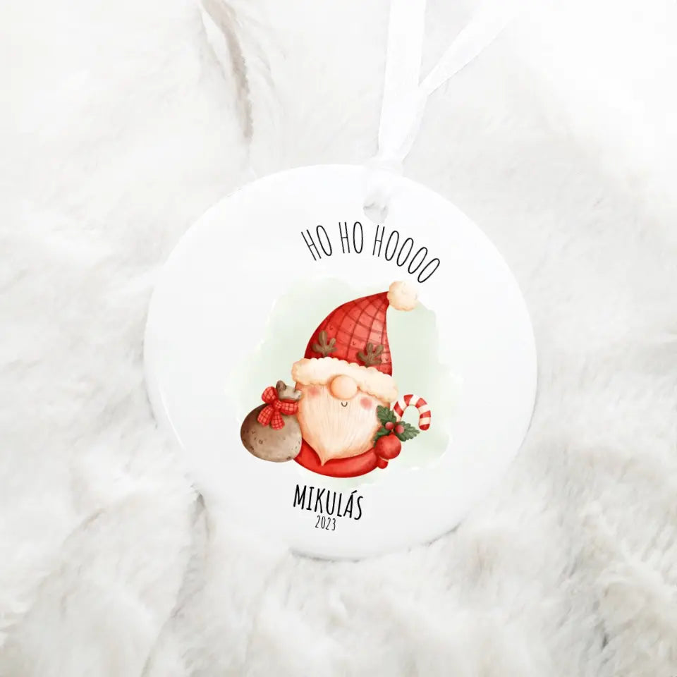 Kerámia karácsonyfa dísz - HO HO HOOOO