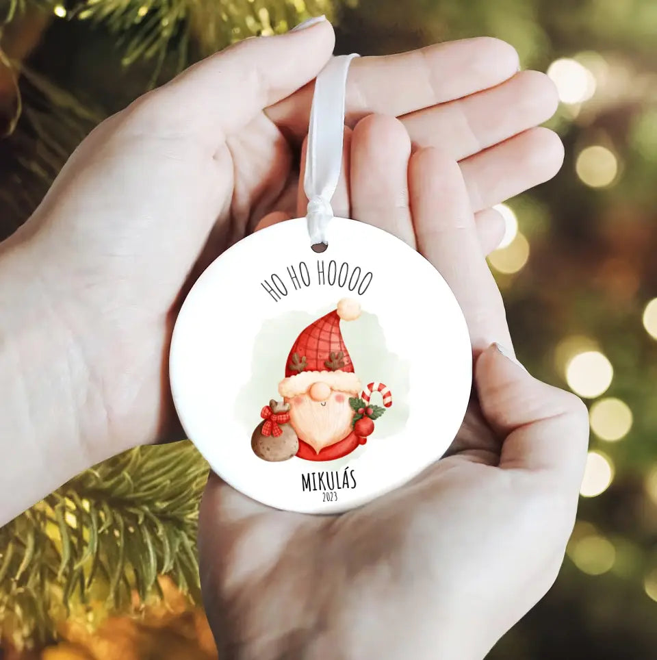 Kerámia karácsonyfa dísz - HO HO HOOOO
