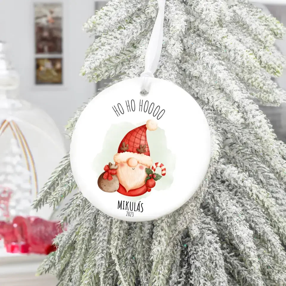 Kerámia karácsonyfa dísz - HO HO HOOOO