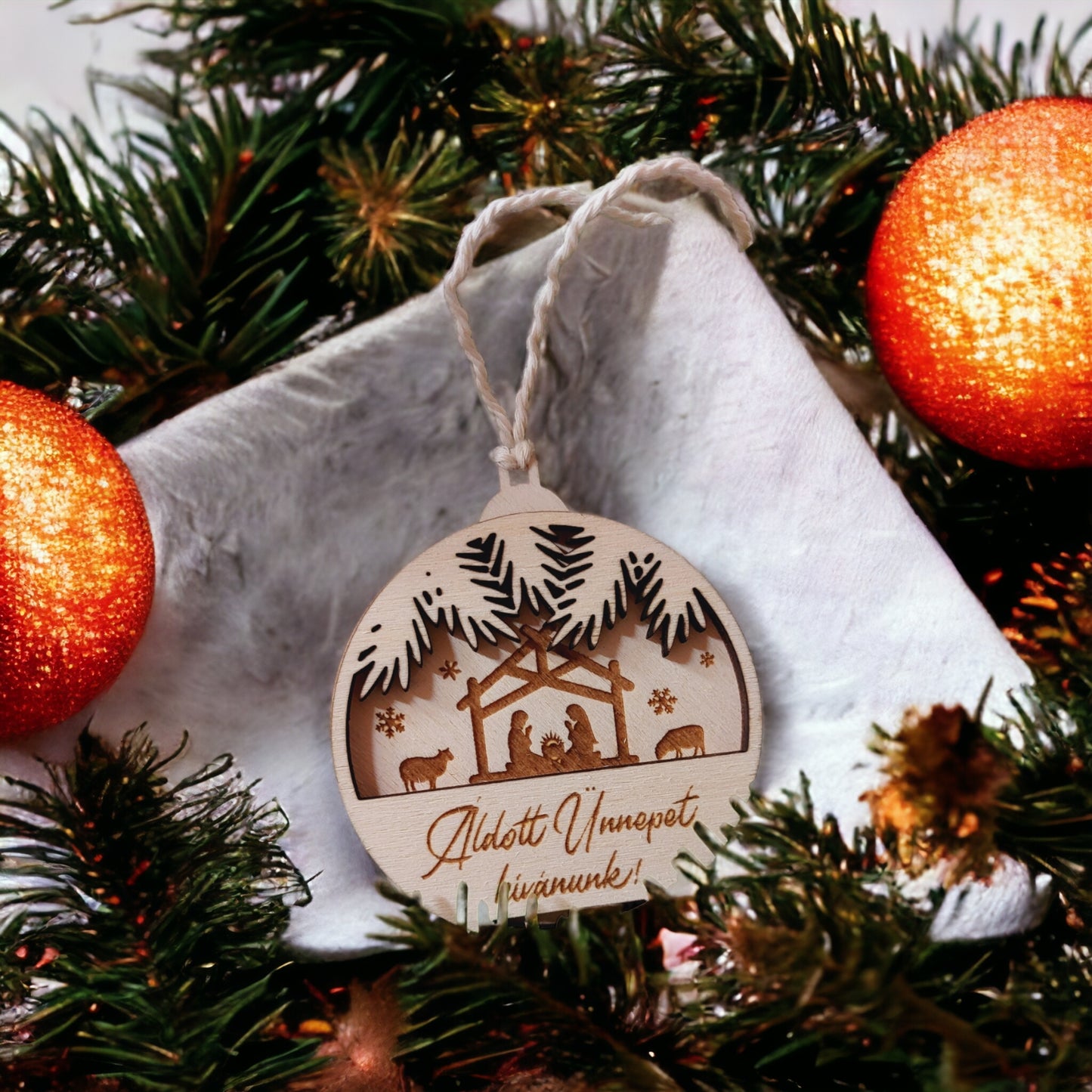 Fából készült karácsonyi dísz, Betlehem