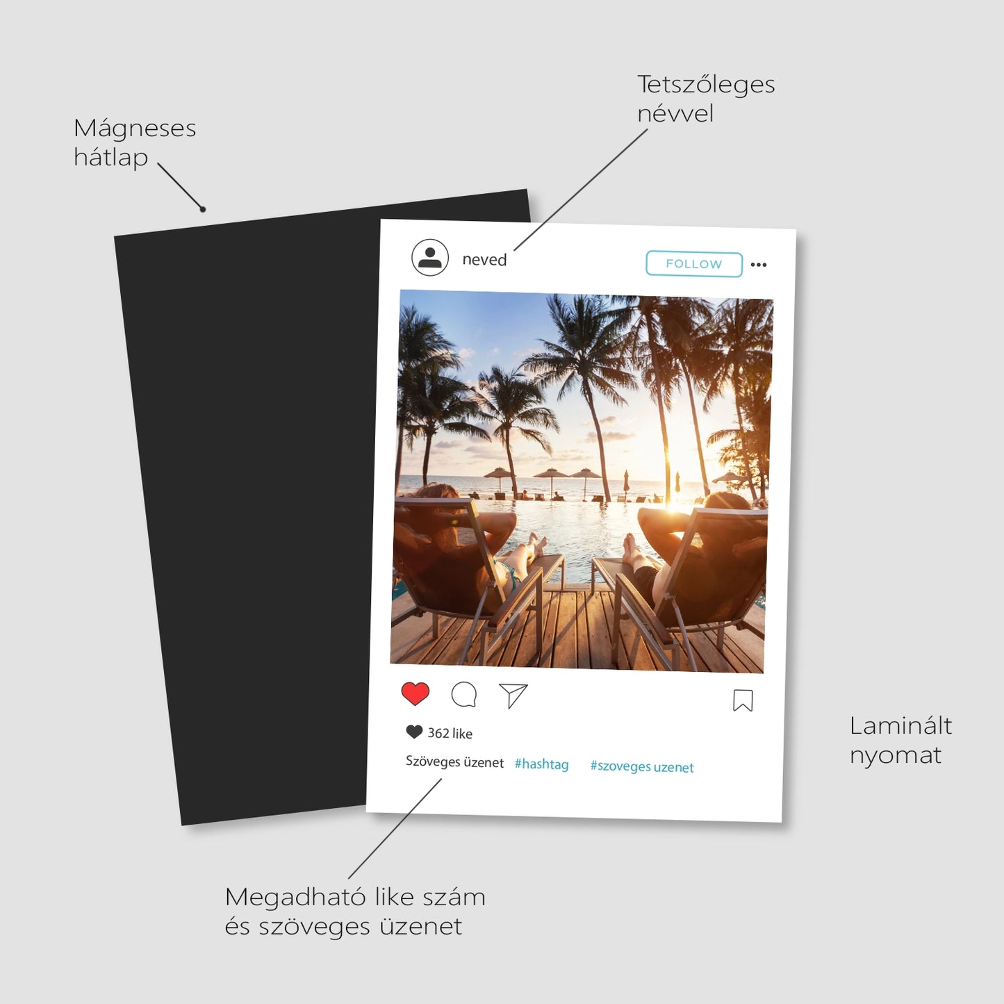 Instagram poszt stílusú emlékmágnes