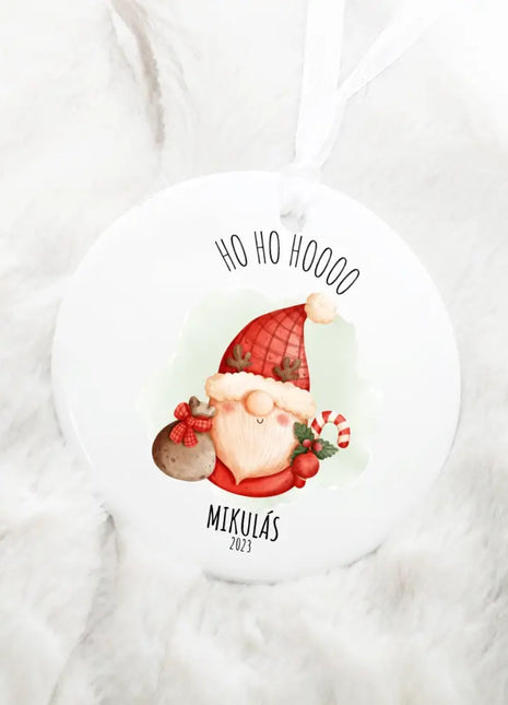 Kerámia karácsonyfa dísz - HO HO HOOOO