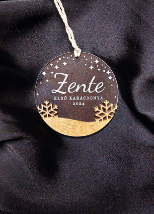 Fa- akril gravírozott dísz HÓPEHELY