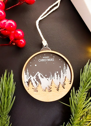 Fa- akril gravírozott dísz HEGYEK