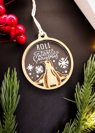 Fa- akril gravírozott dísz PINGVIN