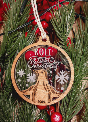 Fa- akril gravírozott dísz PINGVIN