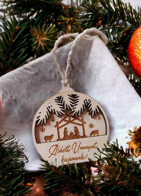 Fából készült karácsonyi dísz, Betlehem