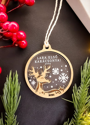 Fa- akril gravírozott dísz SZARVAS