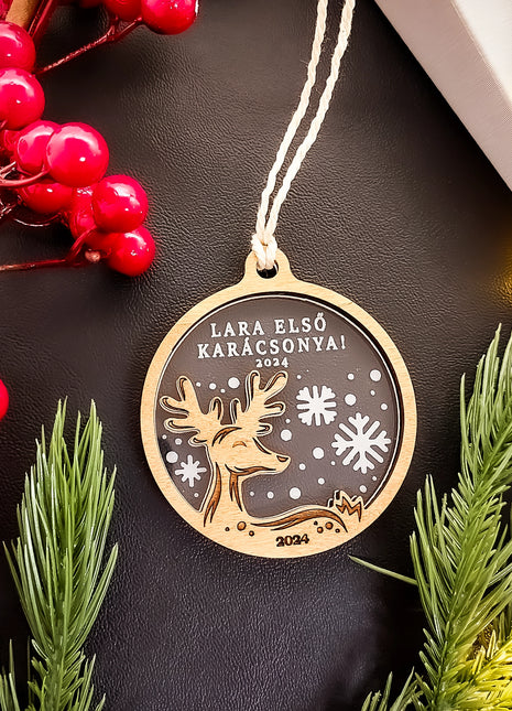 Fa- akril gravírozott dísz SZARVAS