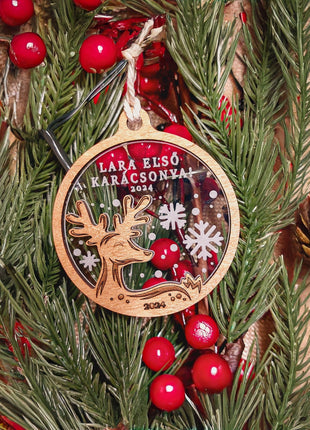 Fa- akril gravírozott dísz SZARVAS