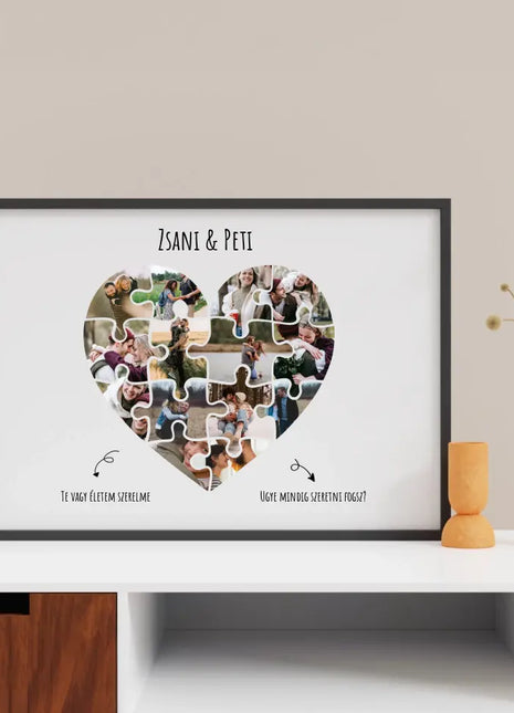 14 darabból álló Szívalakú fotókollázs